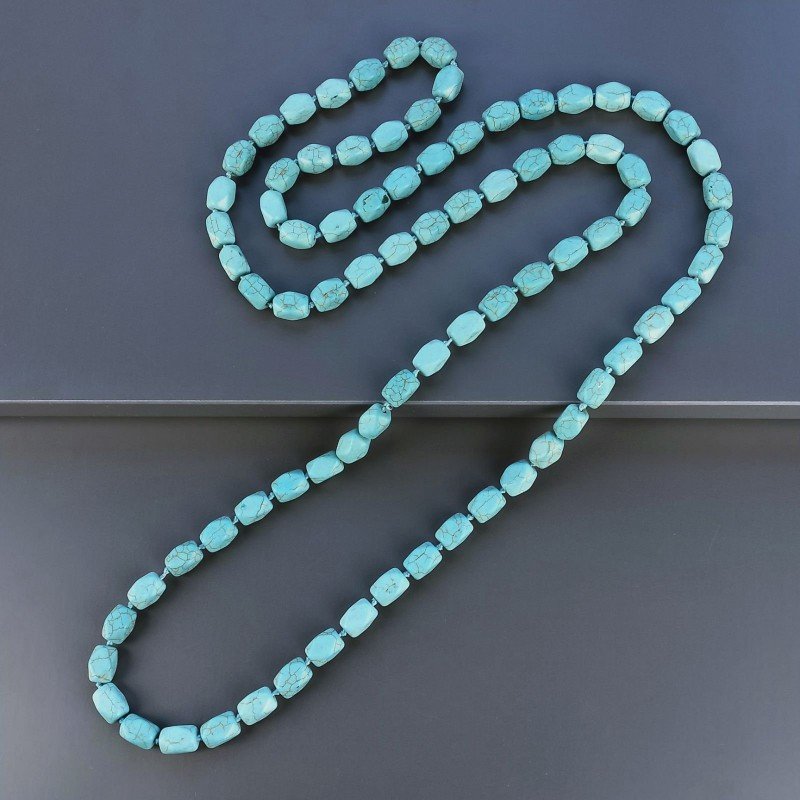 Collana Annodato di Pasta di Turchese Forma Rettangolare Liscio Fantasia Foro Passante