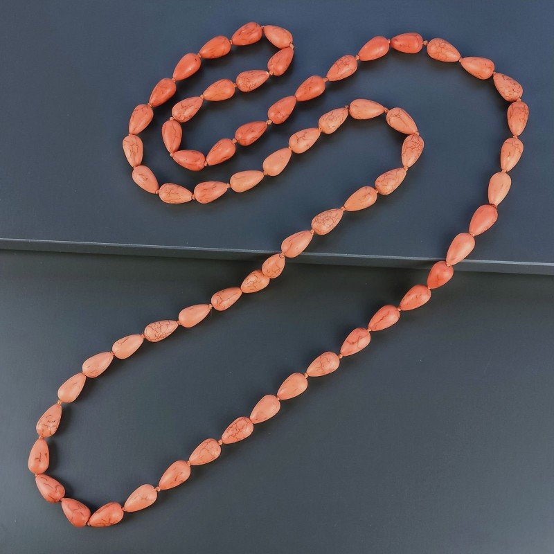Collana Annodato di Aulite Arancio Forma Goccia Liscio Foro Passante
