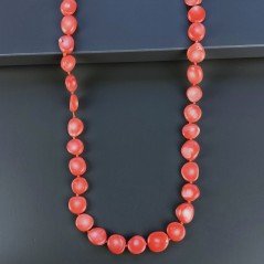 Collana corallo bambo sassi piatti irregolari 115 cm annodato