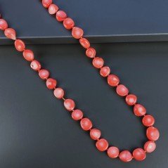 Collana corallo bambo sassi piatti irregolari 115 cm annodato