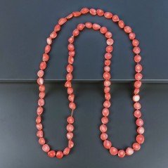 Collana corallo bambo sassi piatti irregolari 115 cm annodato