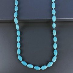 Collana Annodato di Pasta di Turchese Forma Riso Liscio Esagono Foro Passante