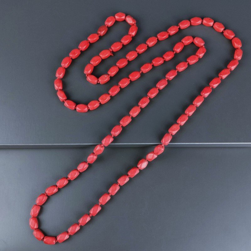 Collana Annodato di Aulite Rosso Forma Rettangolare Fantasia Liscio Foro Passante