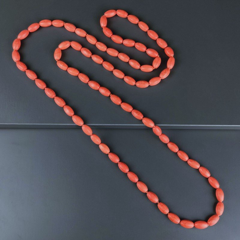 Collana Annodato di Aulite Arancio Forma Ovale Liscio Foro Passante
