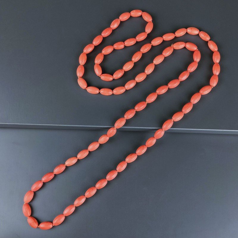 Collana Annodato di Aulite Arancio Forma Ovale Liscio Foro Passante