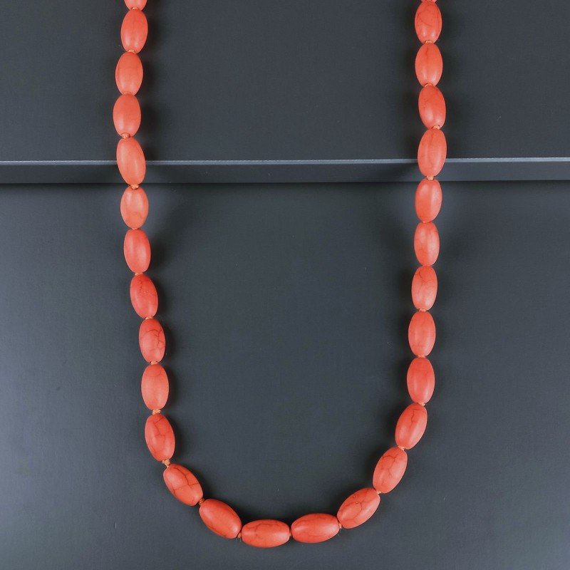 Collana Annodato di Aulite Arancio Forma Ovale Liscio Foro Passante