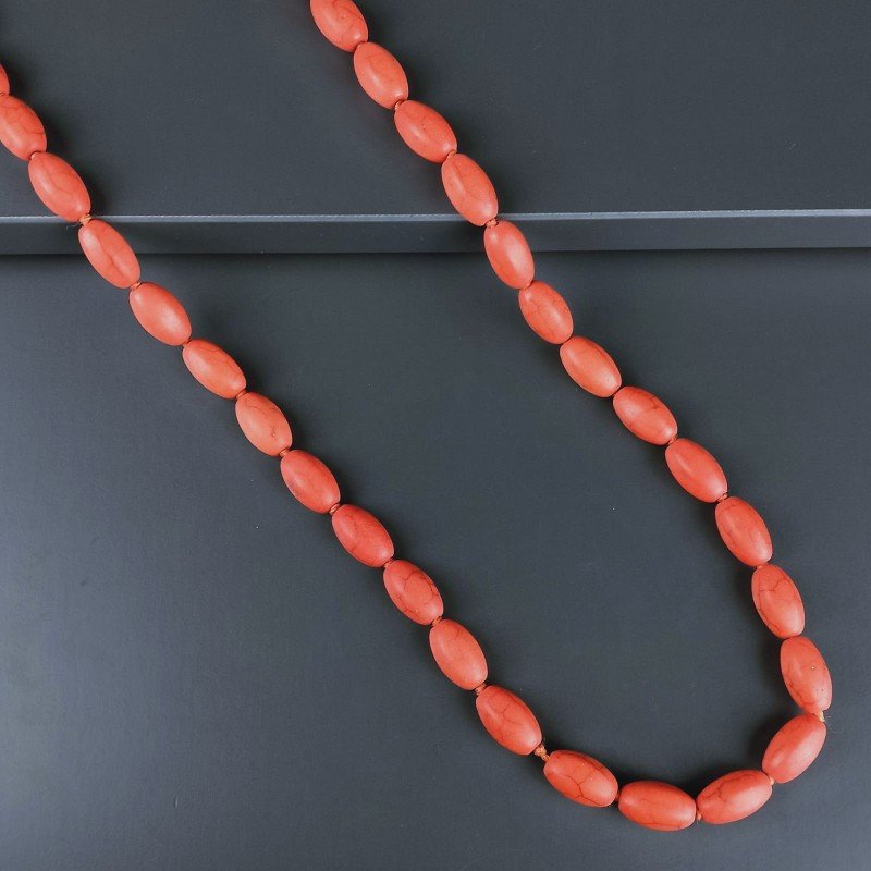Collana Annodato di Aulite Arancio Forma Ovale Liscio Foro Passante