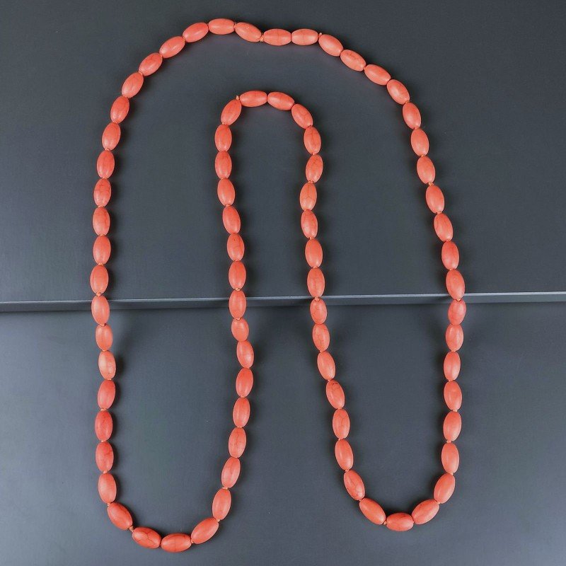 Collana Annodato di Aulite Arancio Forma Ovale Liscio Foro Passante