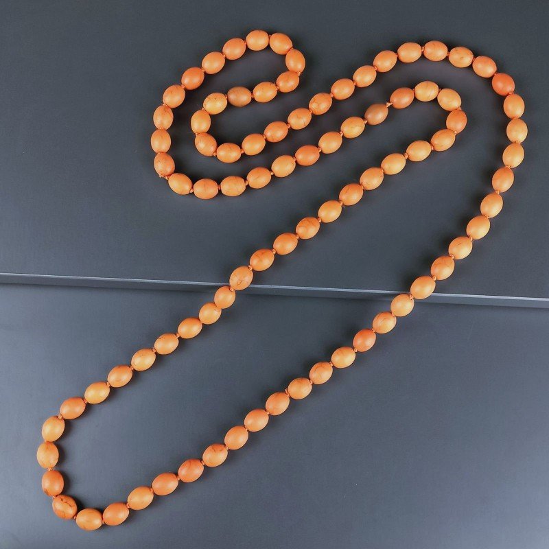 Collana Annodato di Aulite Arancio Forma Riso Liscio Foro Passante