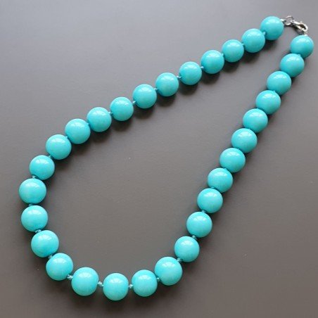 Collana girocollo resina turchese tondo liscio 14 mm annodato
