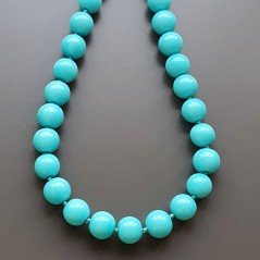 Collana girocollo resina turchese tondo liscio 14 mm annodato