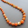 Collana girocollo agata corniola striata sferico sfac graduazione 6-15 mm annodato