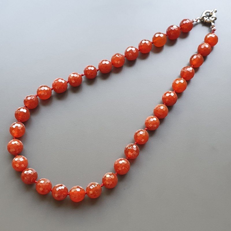 Collana girocollo corniola sferica sfac 12 mm annodato