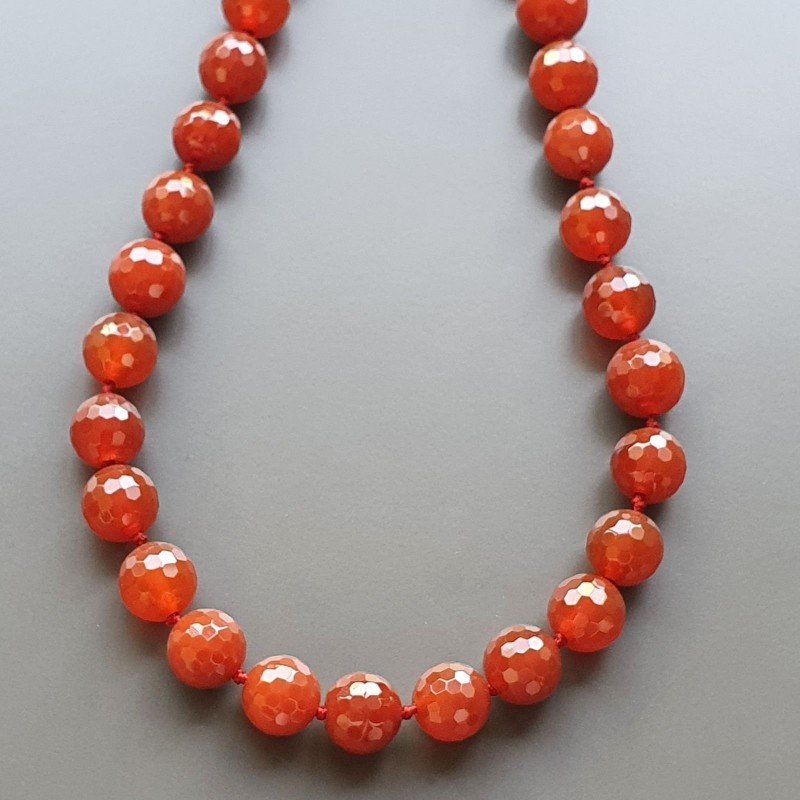 Collana girocollo corniola sferica sfac 12 mm annodato