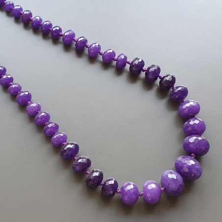 Collana girocollo giada viola rondelle sfac graduazione 8-20 mm annodato