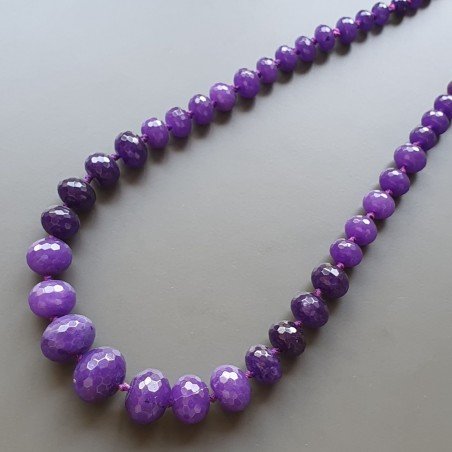 Collana girocollo giada viola rondelle sfac graduazione 8-20 mm annodato