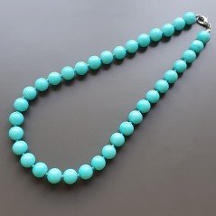 Collana girocollo resina turchese tondo liscio 12 mm annodato