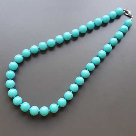 Collana girocollo resina turchese tondo liscio 12 mm annodato