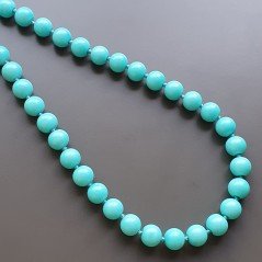 Collana girocollo resina turchese tondo liscio 12 mm annodato