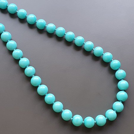 Collana girocollo resina turchese tondo liscio 12 mm annodato