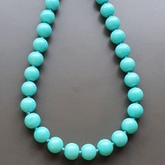 Collana girocollo resina turchese tondo liscio 12 mm annodato Collana girocollo resina turchese tondo liscio 12 mm annodato