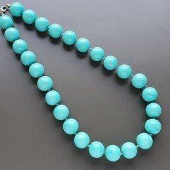 Collana girocollo resina turchese tondo liscio 16 mm annodato