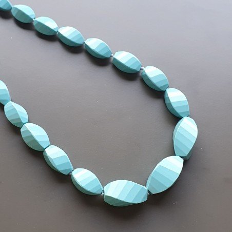 Collana girocollo pasta di turchese (A) rettangolare twist sfac graduazione 8-15x16-26 mm annodato