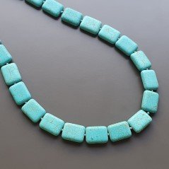 Collana girocollo aulite turchese rettangolare liscia 15x20 mm annodato