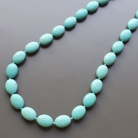 Collana girocollo aulite turchese ovale liscio 13x17 mm annodato