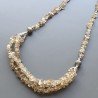 Collana girocollo quarzo fume chips con ottone argentato lavorato infilato