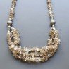 Collana girocollo quarzo fume chips con ottone argentato lavorato infilato