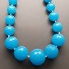 Collana girocollo cristallo calcidonia azzurro sferico sfac graduazione 14x30 mm annodato