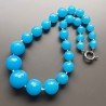 Collana girocollo cristallo calcidonia azzurro sferico sfac graduazione 14x30 mm annodato