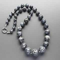 Collana girocollo labradorite sferico sfac graduazione 7-17 mm annodato