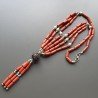 Collana girocollo corallo bambo tubetti liscio 4x10 mm con ottone argentato e ciondolo infilato