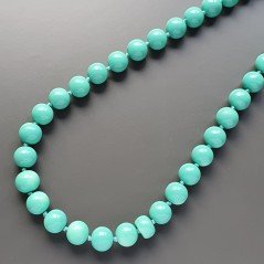 Collana girocollo resina verdeacqua tondo liscio 12 mm annodato