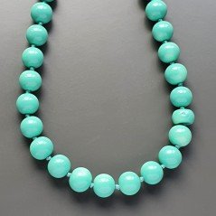 Collana girocollo resina verdeacqua tondo liscio 12 mm annodato Collana girocollo resina verdeacqua tondo liscio 12 mm annodato