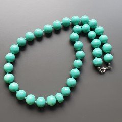 Collana girocollo resina verdeacqua tondo liscio 12 mm annodato Collana girocollo resina verdeacqua tondo liscio 12 mm annodato