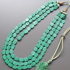 Collana pasta di malakite 3 fili ovale liscio piatto Collana pasta di malakite 3 fili ovale liscio piatto