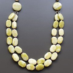Collane giada limone ottagonale liscio 12x18 mm annodato con perle di fiume acqua dolce