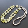 Collane giada limone ottagonale liscio 12x18 mm annodato con perle di fiume acqua dolce