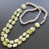 Collane giada limone ottagonale liscio 12x18 mm annodato con perle di fiume acqua dolce