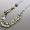 Collana in acciao con prenite sassi liscia con centrale di agata nera strass annodato