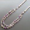Collana florite forme miste con perle di fiume acqua dolce con centrale pietre dure miste e ottone annodato