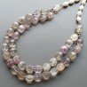 Collana florite ovale 6 facce liscio con centrale pietre dure miste annodato