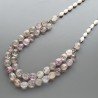Collana florite ovale 6 facce liscio con centrale pietre dure miste annodato