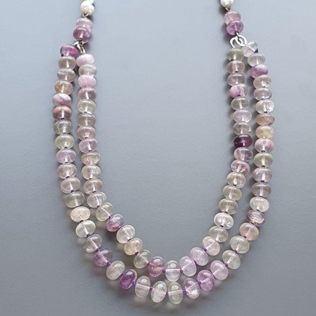 Collane florite rondelle liscio 10 mm annodato con perle di fiume acqua dolce