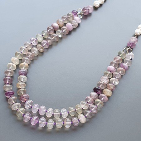 Collane florite rondelle liscio 10 mm annodato con perle di fiume acqua dolce