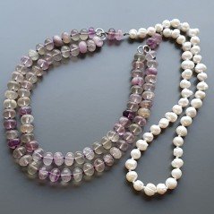 Collane florite rondelle liscio 10 mm annodato con perle di fiume acqua dolce