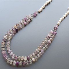 Collane florite rondelle liscio 10 mm annodato con perle di fiume acqua dolce
